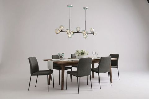 SELİN ŞEFFAF CAMLI SİYAH KROM DETAYLI AVİZE