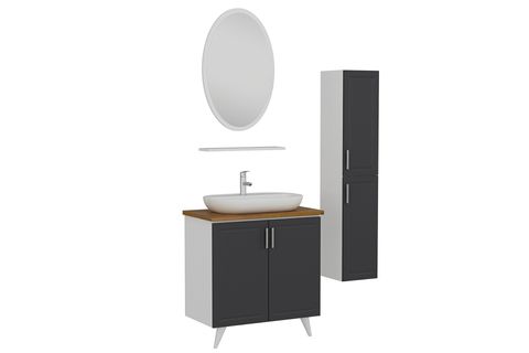 SANYA BANYO DOLABI AY2K114, BEYAZ ANTRASİT, 85CM