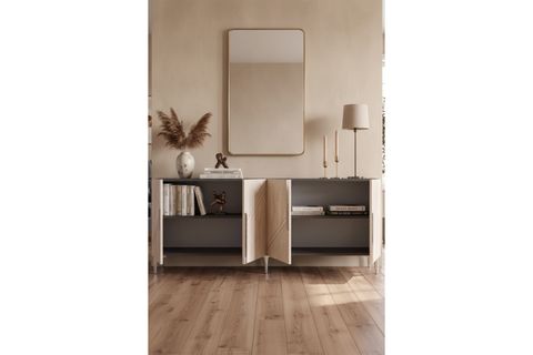 EVVA KONSOL VE TV SEHPASI ANTRASİT TRAVERTEN SİLVER 180 CM KA1828ATS