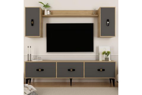 HİRAA TV ÜNİTESİ TAKIMI SAFİRMEŞE ANTRASİT, 180 CM