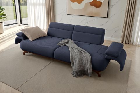 ALASKA SIRT MEKANIZMALI CEVIZ KASALI ÜÇLÜ KOLTUK, MAVİ