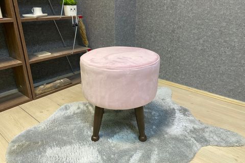 ASEDİA MİSKİN PUF, PEMBE, AHŞAP, CEVİZ AYAK