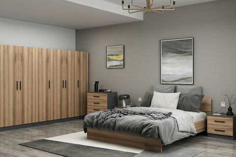 KALE190 YATAK ODASI TAKIMI, ANTRASİT DORE, 6 KAPAKLI, SET 22