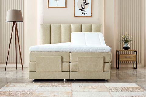 NERA KUMANDALI BAZA BAŞLIK YATAK SETİ, BEJ, 200X200