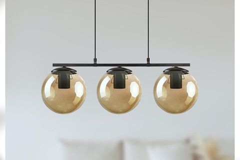 SIRALI SİYAH BAL CAM AVİZE, ÜÇLÜ