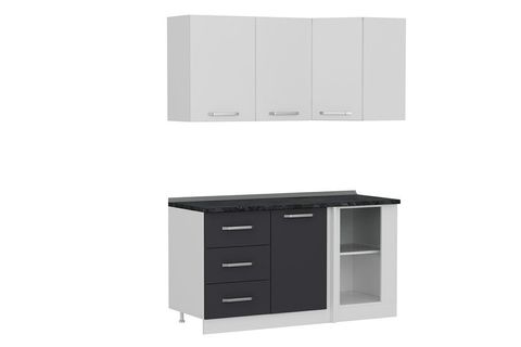 MİNAR 155CM KÖŞE MUTFAK DOLABI BEYAZ ANTRASİT K155A2