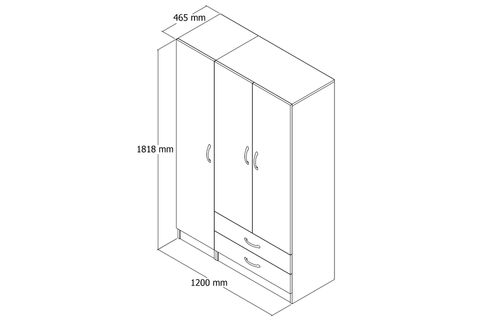 3 KAPAKLI 2 ÇEKMECELİ GENİŞ GARDROP, ÇAM, GRD0502