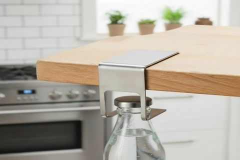 YAPIŞKANLI PASLANMAZ ÇELİK TEZGAH ALTI ŞİŞE TUTUCU, GÜMÜŞ GRİ, 8X8X8 CM