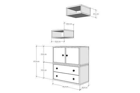 YUSUF KOMODİN, 2 KAPAK 2 ÇEKMECELİ, PNR-ÇŞFN-1001