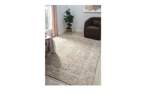 VİNTAGE ESKİTME DESENLİ DOKUMA MAKİNE HALISI, BEJ, 200X305, 10202