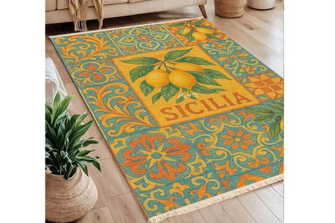 SİCİLİA AKDENİZ TEMALI BASKILI DOKUMA TABAN HALI, 275 YNG, 120X180  CM