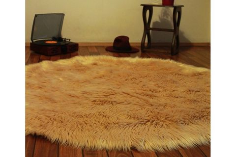 AKRİLİK KUZU POST HALI, YUVARLAK, CAMEL, 140X140