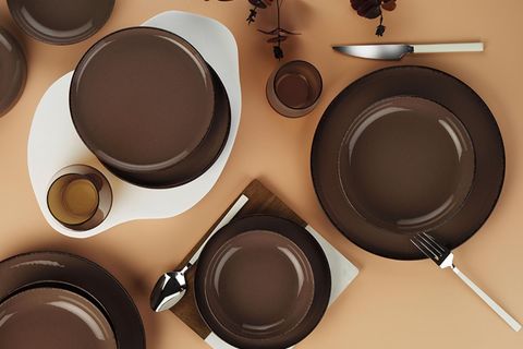 KÜTAHYA PORSELEN MODERNA YEMEK TAKIMI, PEARL SÜTLÜ KAHVE, 4 KİŞİLİK, 16 PARÇA