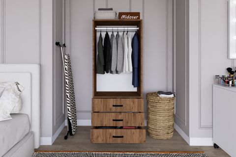 MİDOSER EASY 2 KAPILI 3 ÇEKMECELİ ELBİSE DOLABI-GARDIROP ATLANTİK ÇAM
