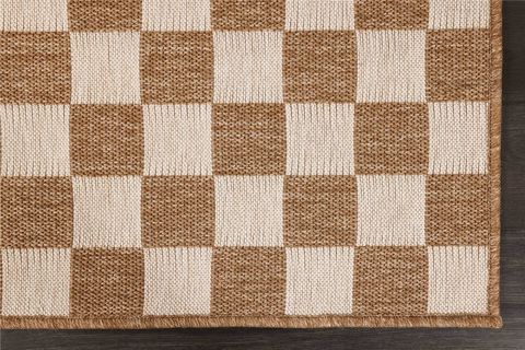 PERA HALI KAHVE VE BEYAZ DAMA DESENLİ SİSAL TARZI HALI FM04W 60X90 CM