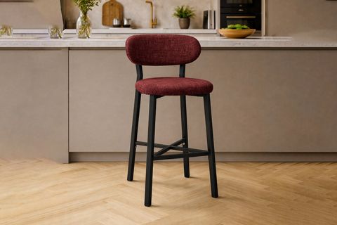 TERA BAR MUTFAK SANDALYESİ, KROM KAPLAMA AYAKLI, BORDO