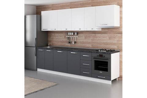 MİNAR AVANOS290 CM MUTFAK DOLABI BEYAZ ANTRASİT 290-A5