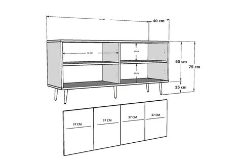 RİVA KONSOL, BEYAZ, 4 KAPAKLI