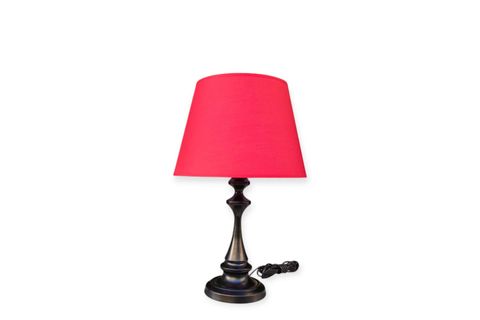 FARO ABAJUR METAL SİYAH GÖVDELİ, KIRMIZI ABAJUR ŞAPKALI