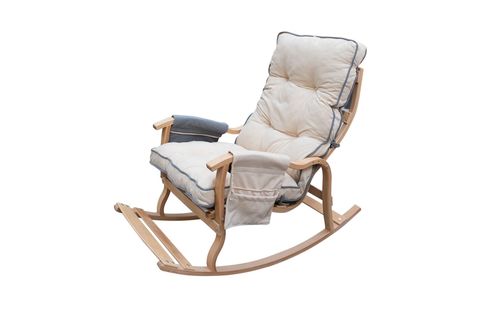 MOSSO AHŞAP ÇİFT MİNDERLİ SALLANAN SANDALYE, GRİ KREM