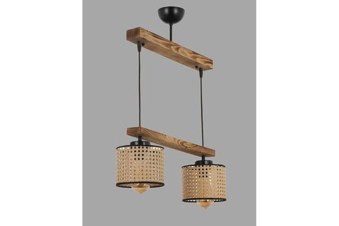 LUMEXX DAVİD İKİLİ SIRALI YANIK RATTAN ABAJURLU SARKIT