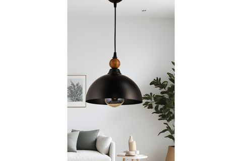 TEKLİ PİEDRA SIVAMA METAL SARKIT AVİZE, SİYAH