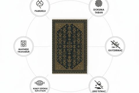 ANTRASİT MOTİF DOKUMA TABAN HALI, 526 YNG, 100X150 CM