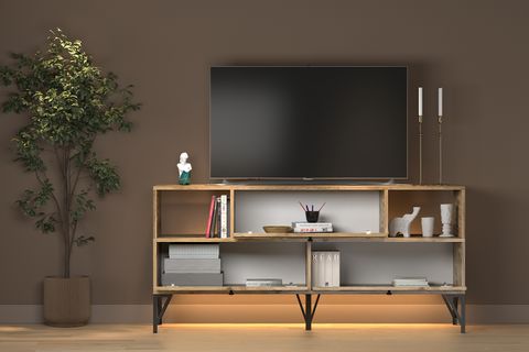 MİLA LED IŞIKLI KONSOL TV SEHPASI, ATLANTİK ÇAM, 160 CM