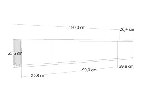 PARLA ŞÖMİNELİ DUVARA MONTAJ TV SEHPASI, BEYAZ, 150 CM