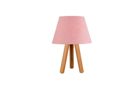 EVLİGHT ÜÇLÜ AVİZE VE AHŞAP ABAJUR ODA SETİ, PEMBE