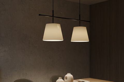 ESMER MİMARİ TASARIM SİYAH AVİZE, KREM KUMAŞ BAŞLIKLI