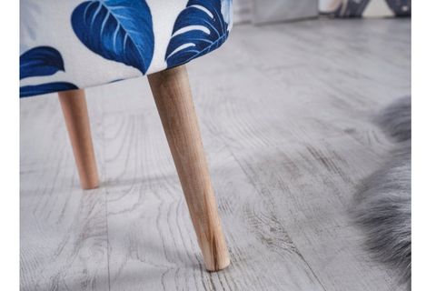 TUBİHOME PUF, MAVİ YAPRAK DESENLİ