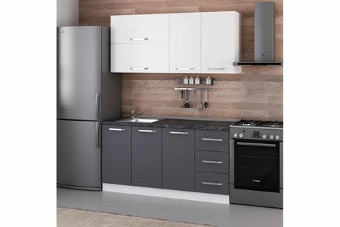 MİNAR 160 CM MUTFAK DOLABI BEYAZ ANTRASİT 160 A2