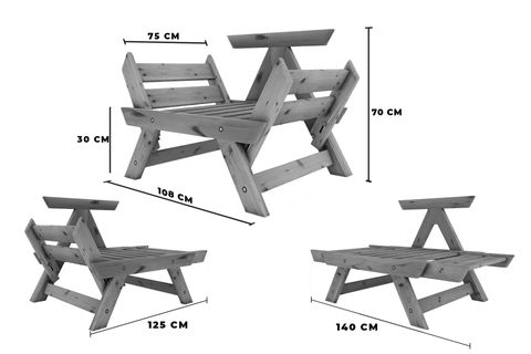 WOODESK ADALAR 1+1 BAHÇE TAKIMI, TİK-YEŞİL, CPT8537-11TY