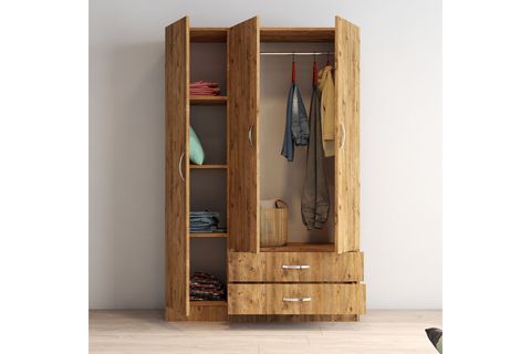 3 KAPAKLI 2 ÇEKMECELİ GENİŞ GARDROP, ÇAM, GRD0502