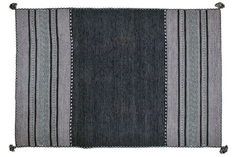 İSKANDİNAV EL DOKUMASI KİLİM, KOYU GRİ, 120X180