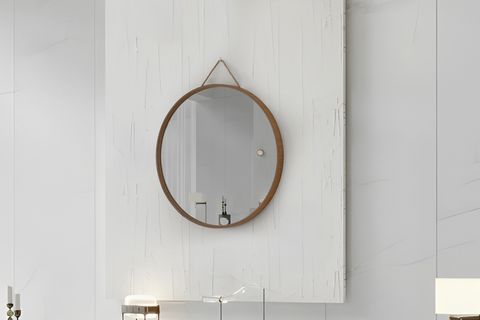 MİRORA YUVARLAK DEKORATİF DUVAR AYNASI, MEŞE, 60 CM