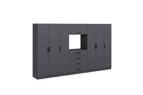 KALE MENTEŞELİ DOLAP 126, 7 KAPAKLI ANTRASİT 210 CM