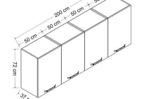MİNAR 200 CM MUTFAK DOLABI BEYAZ 200-B2-ÜST MODÜL