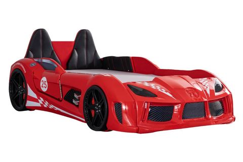 RACEİNG CAR V8 KAPILARI AÇILAN KOLTUKLU FULL LEDLİ ARABALI YATAK, KIRMIZI, 100X190