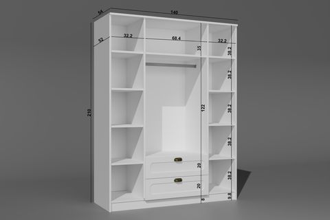 ALYA MEMBRAN GARDIROP, 4 KAPAKLI, 210X140