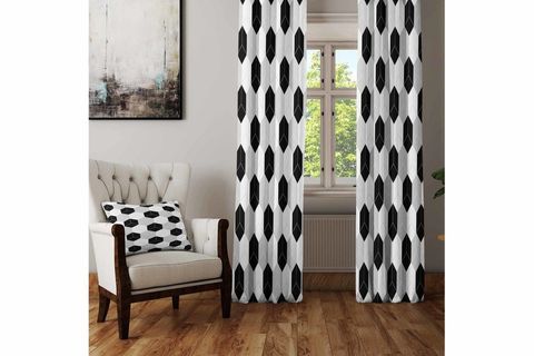 ELSE GRİ SİYAH BEYAZ KUTULAR 3D MODERN FON PERDE TEK KANAT
