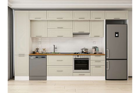ALVİNKA 390X240 CM KLASİK MEBRAN MUTFAK DOLABI, MBB E90B50S50 1 MEBRAN KUMTAŞI MDF