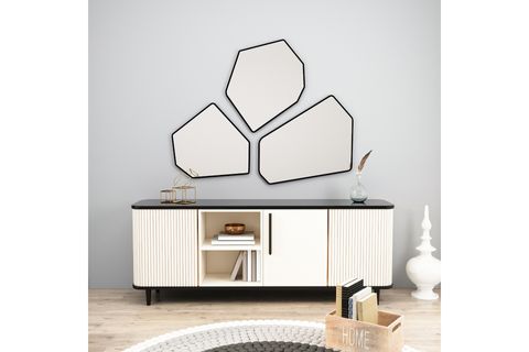 ARNETTİ ZEN 3 PARÇA DEKORATİF AYNA, SİYAH