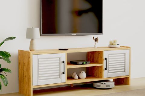 MOLDE RETRO VİNTAGE TARZ TV SEHPASI, BEYAZ KAPAKLI