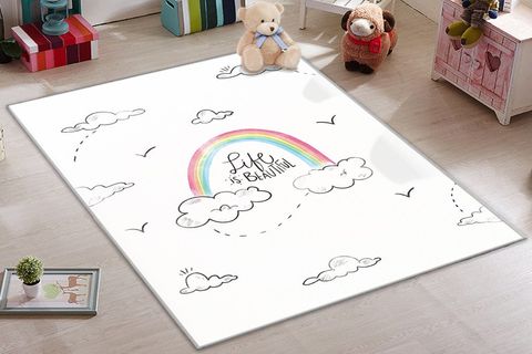 KARNAVAL GÖKKUŞAĞI VE BULUTLAR BEYAZ ÇOCUK ODASI HALISI 50X80