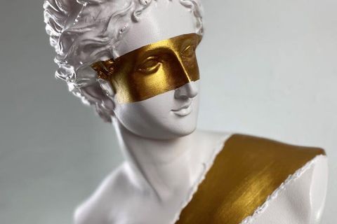 DIANA GOLD MASK AND BELT POP ART DEKORATİF ROMA YUNAN HEYKELLERİ