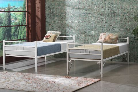 YAVRULU İKİZ METAL KARYOLA, BEYAZ, 90X200