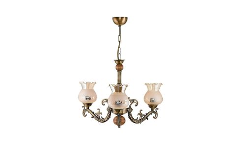 ELBE DÖKÜM ZAMAK AVİZE MAT BAL CAMLI, ÜÇ KOLLU