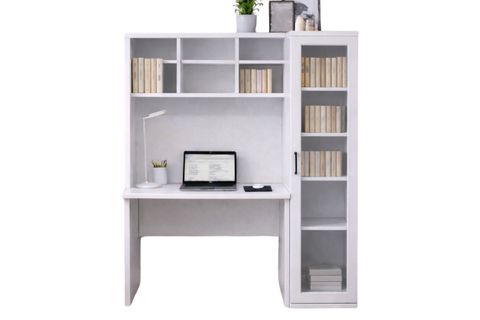 MERİSA CAM KAPAKLI TEK KİTAPLIKLI ÇALIŞMA MASASI, BEYAZ